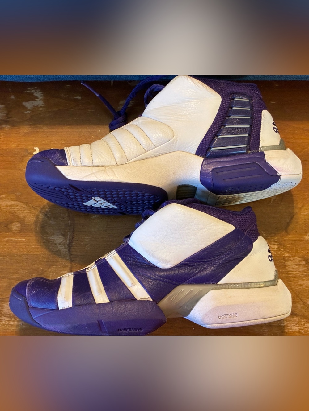 adidas Purple and White High-Top Basketball Sneakers 7 men/ 8.5 women
